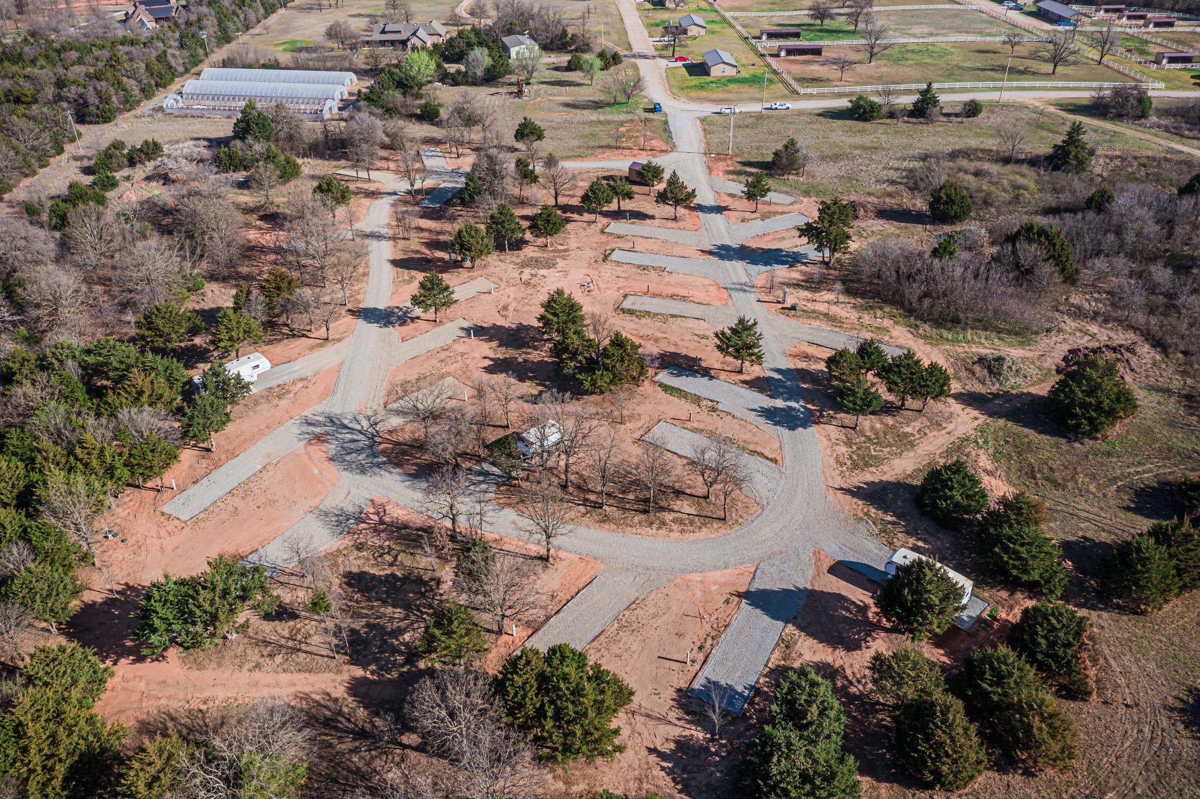 Trails End RV Park — overhead drone view of all 23 sites